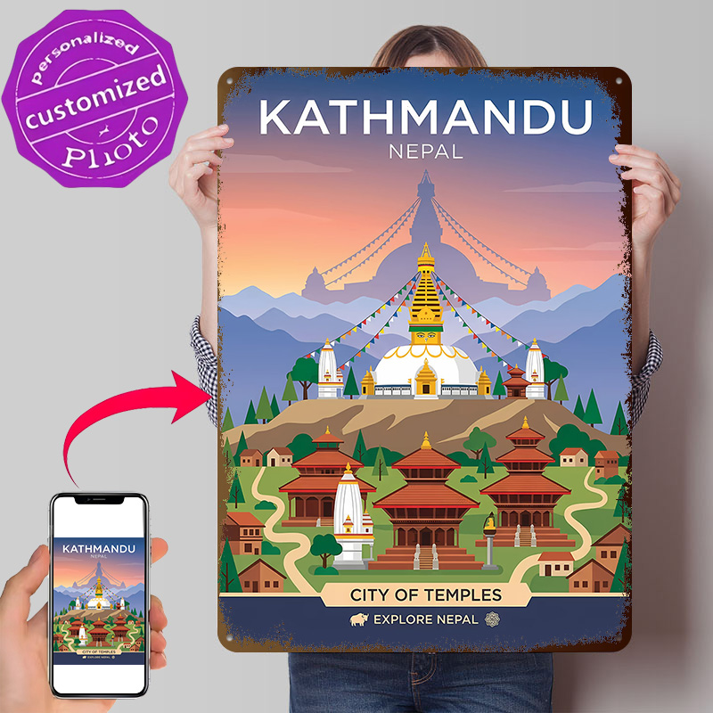 Home Decor Kathmandu - Kathmandu Stad van Tempels Gepersonaliseerde 3D-getextureerde
