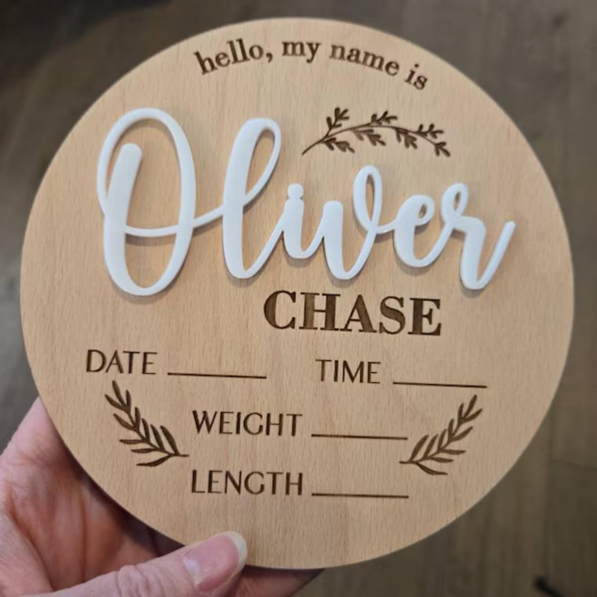 Home Christmas Decor - 1Pc Aangepaste Baby Aankondiging Teken Houten