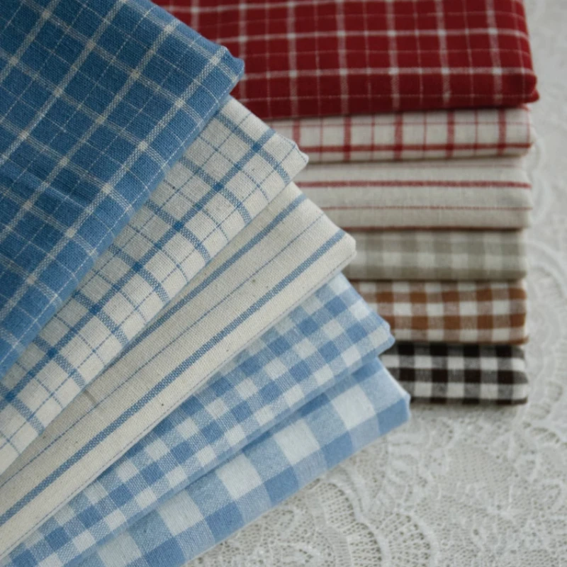 Linen Table Runner - 140x50cm Vintage Rood Linnen Raster Gestreept