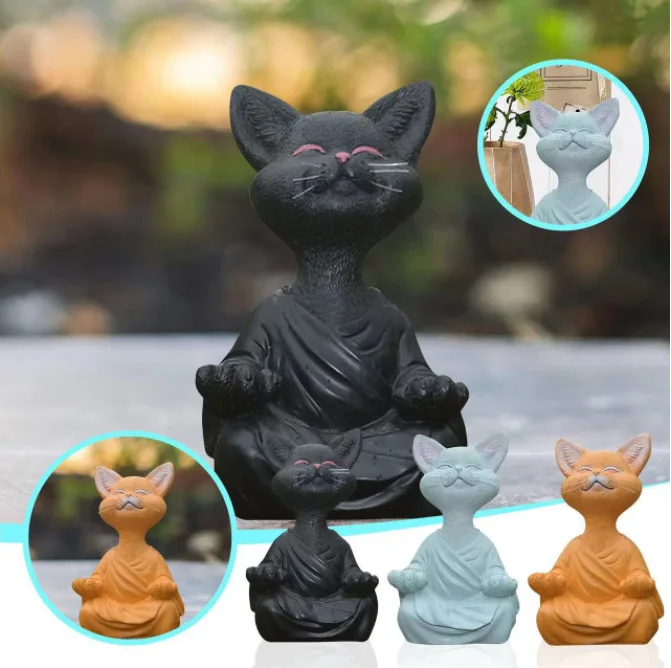 Home Decor Za - Meditatie Kat Sculptuur Tuindecoratie Hars Yoga