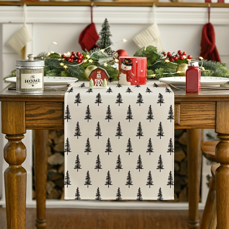 Linen Table Runner - Eenvoudige kerstboom tafelloper mode hot item