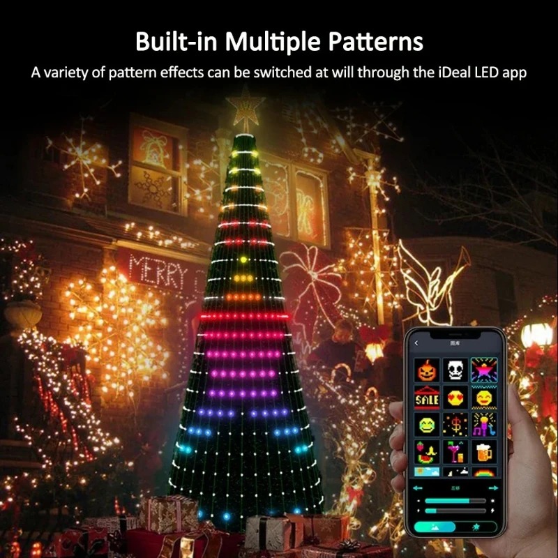 Home Christmas Decor - Kerstster Boomverlichting RGB LED, Bluetooth APP-gestuurde
