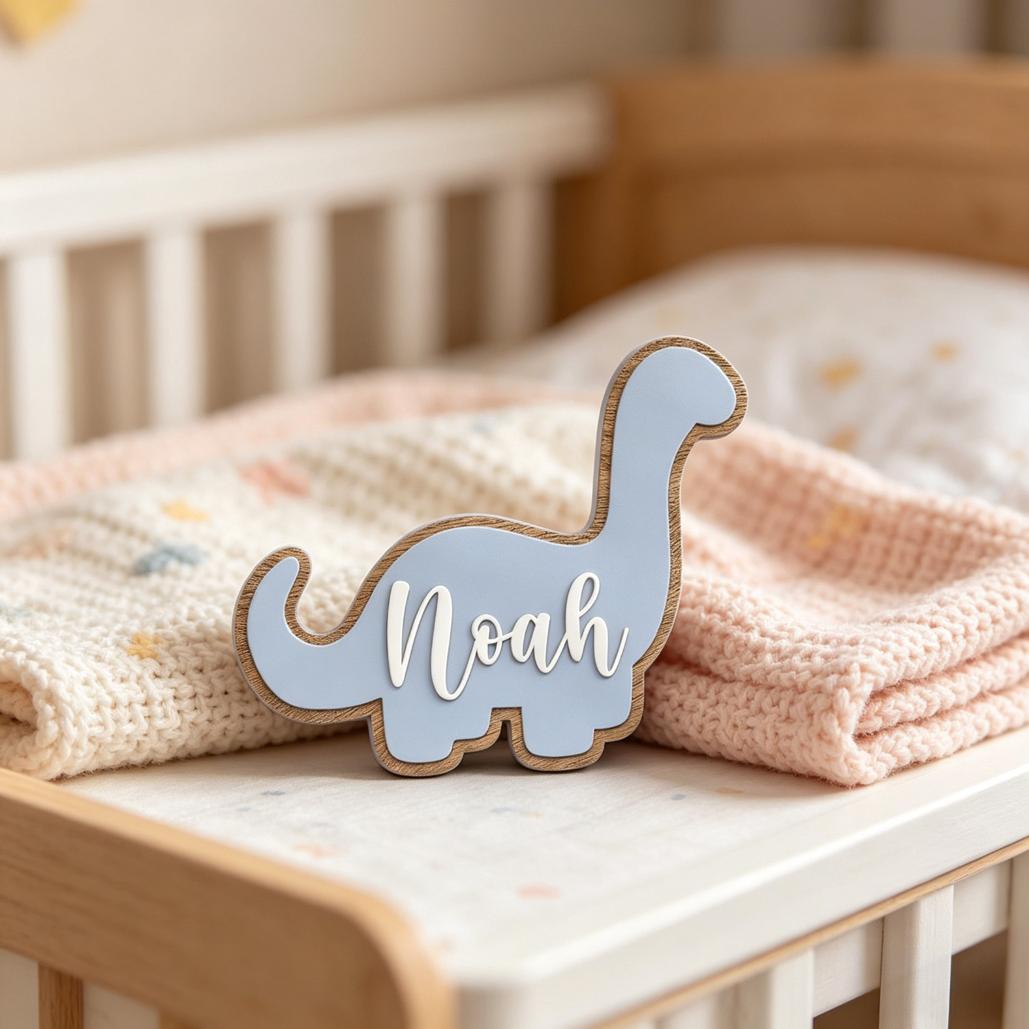 Home Decor Brand - 1pc meerlaagse dinosaurus gepersonaliseerde achternaammerk, houten