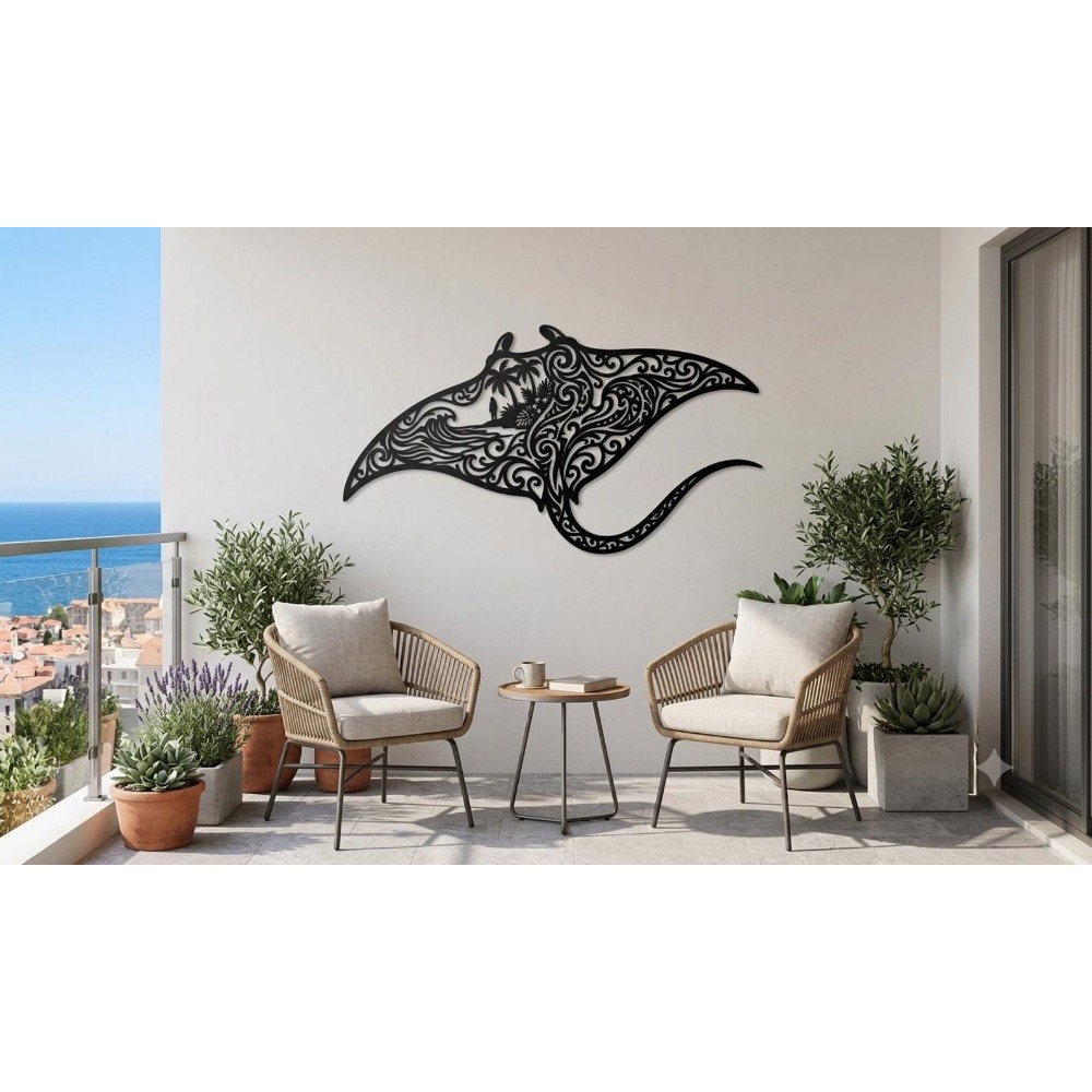 Home Decor Brand - Merk Tribal Manta Ray Metal Wall