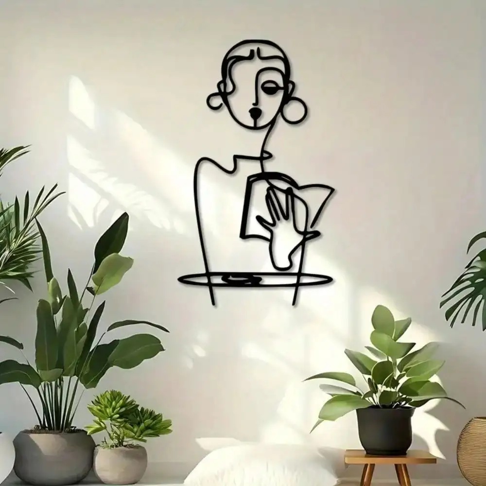 Home Decor Brand - Minimalistische vrouw metaal wanddecoratie lijntekening ijzeren