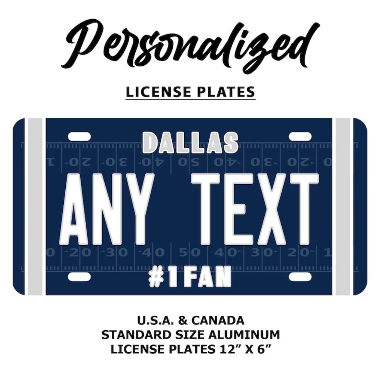 Home Decor Dallas - Aangepaste tekst Dallas Cowboys aluminium kentekenplaat