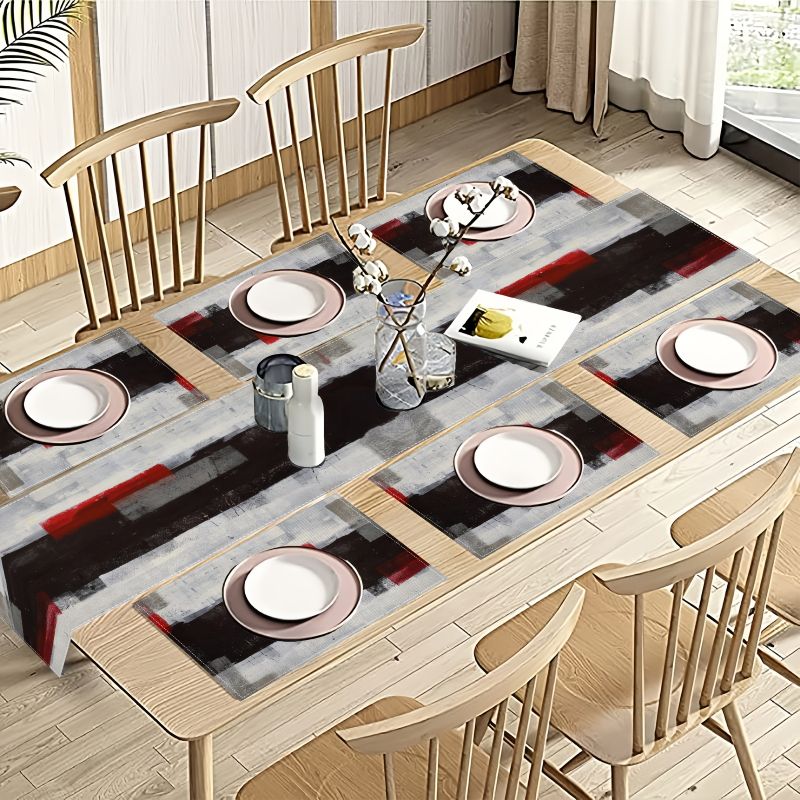 Moderne kunst contrasterende a - Linen Table Runner recensie en prijs