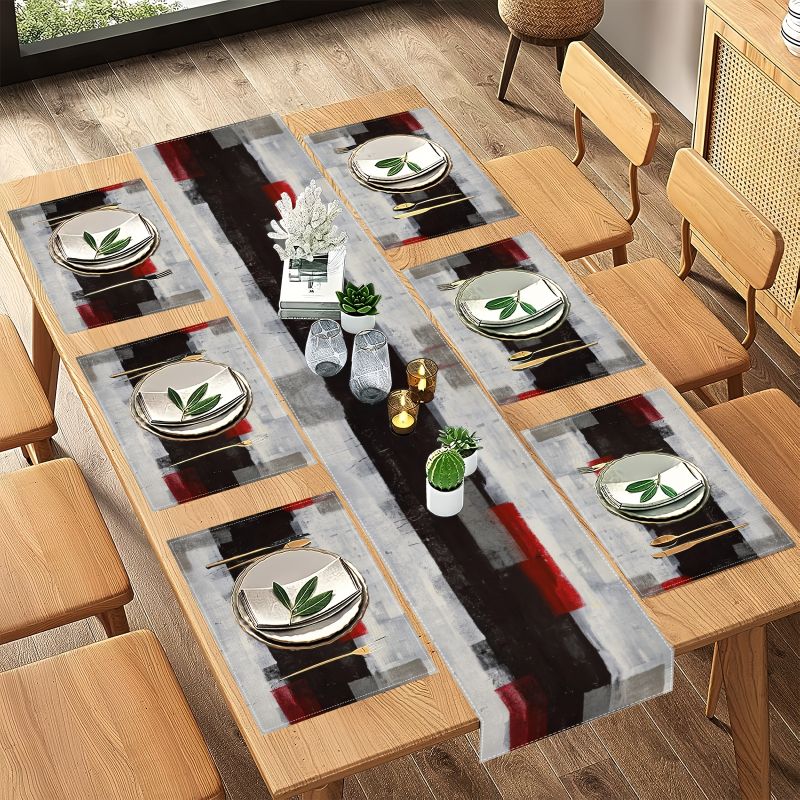 Moderne kunst contrasterende a - Linen Table Runner recensie en prijs