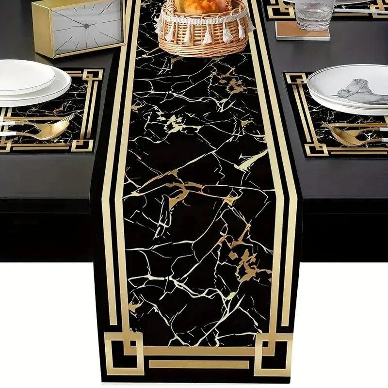 VIKAMA Zwart Goud Marmeren Taf - Linen Table Runner recensie en prijs